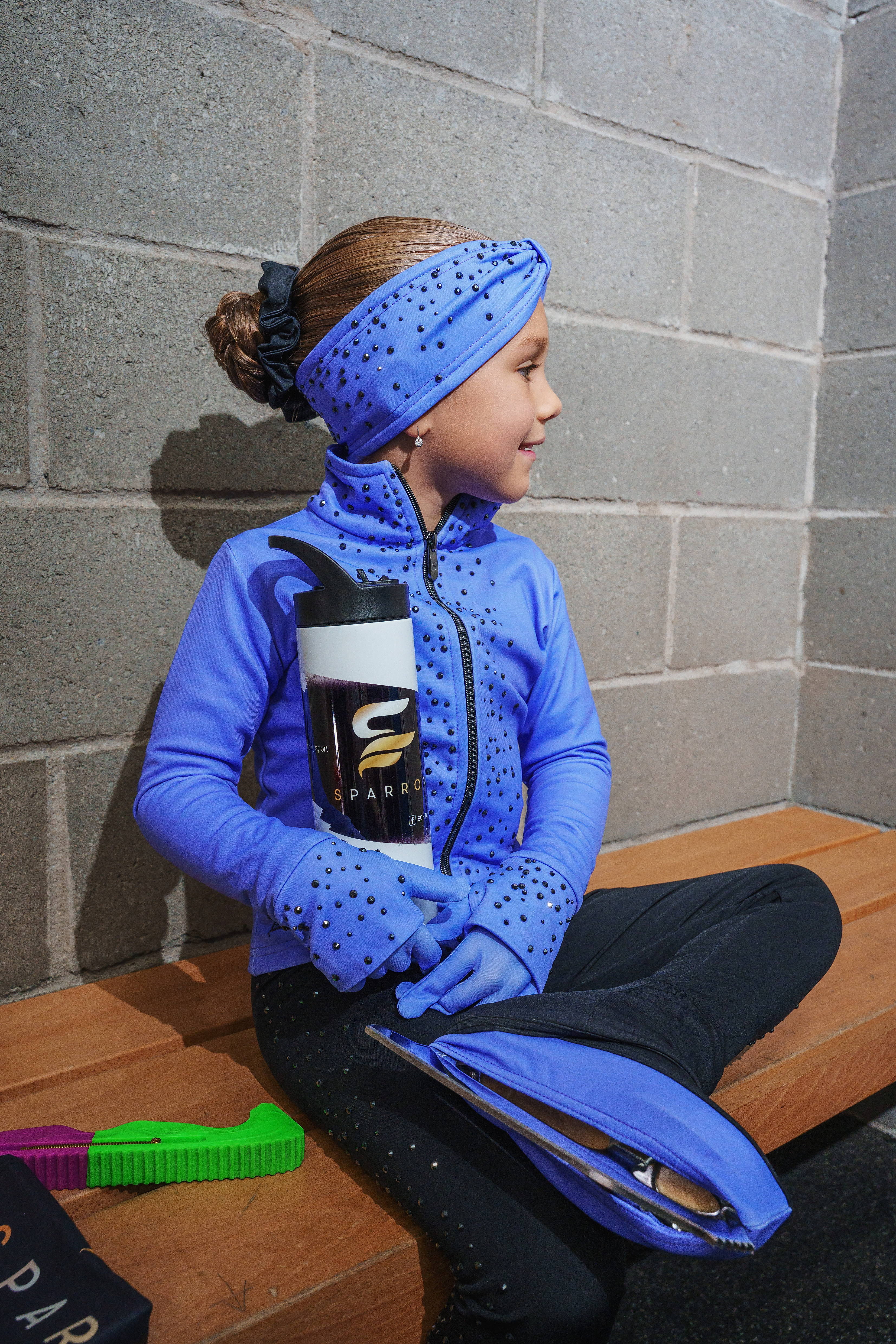 Termo mikina fialová s černými kamínky okolo zipu